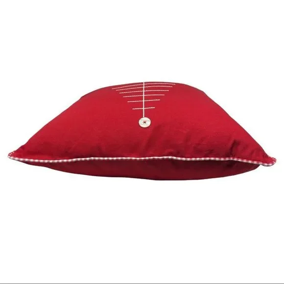 RAE DUNN Holiday Christmas Tree BELIEVE Embroidered Red Throw Pillow Knit Match - Picture 2 of 6